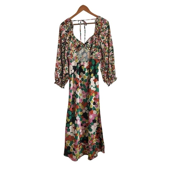 PORRIDGE x ANTHROPOLOGIE *Rare* Puff Sleeve Polka Dot Multicolor Maxi Dress - Picture 4 of 11